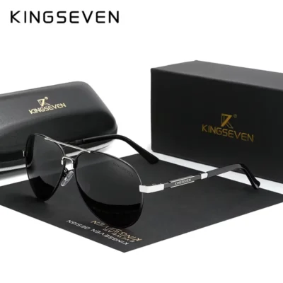 KINGSEVEN Aviator Series Sunglass, N7899, Silver Gray