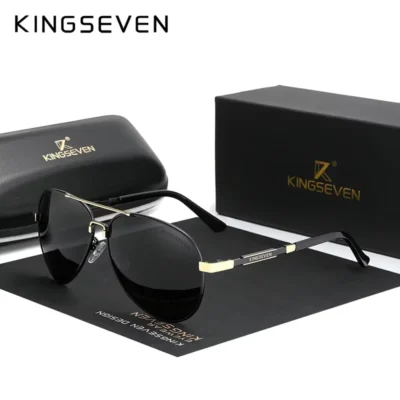 KINGSEVEN Aviator Series Sunglass, N7899, Gold Gray