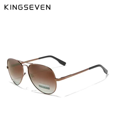 KINGSEVEN Polarized Aviator Sunglass, K7735, Gradient Brown