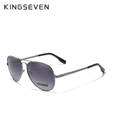 KINGSEVEN Polarized Aviator Sunglass, K7735, Gun Gradient Gray