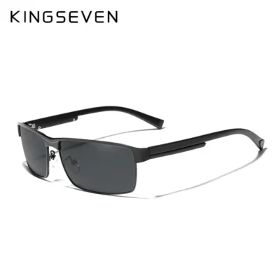 KINGSEVEN Rectangular Polarized Sunglass, N7756, Black