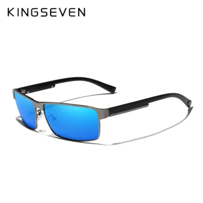 KINGSEVEN Rectangular Polarized Sunglass, N7756, Gun Blue