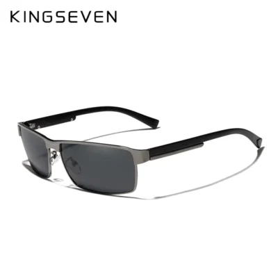 KINGSEVEN Rectangular Polarized Sunglass, N7756, Gun Gray